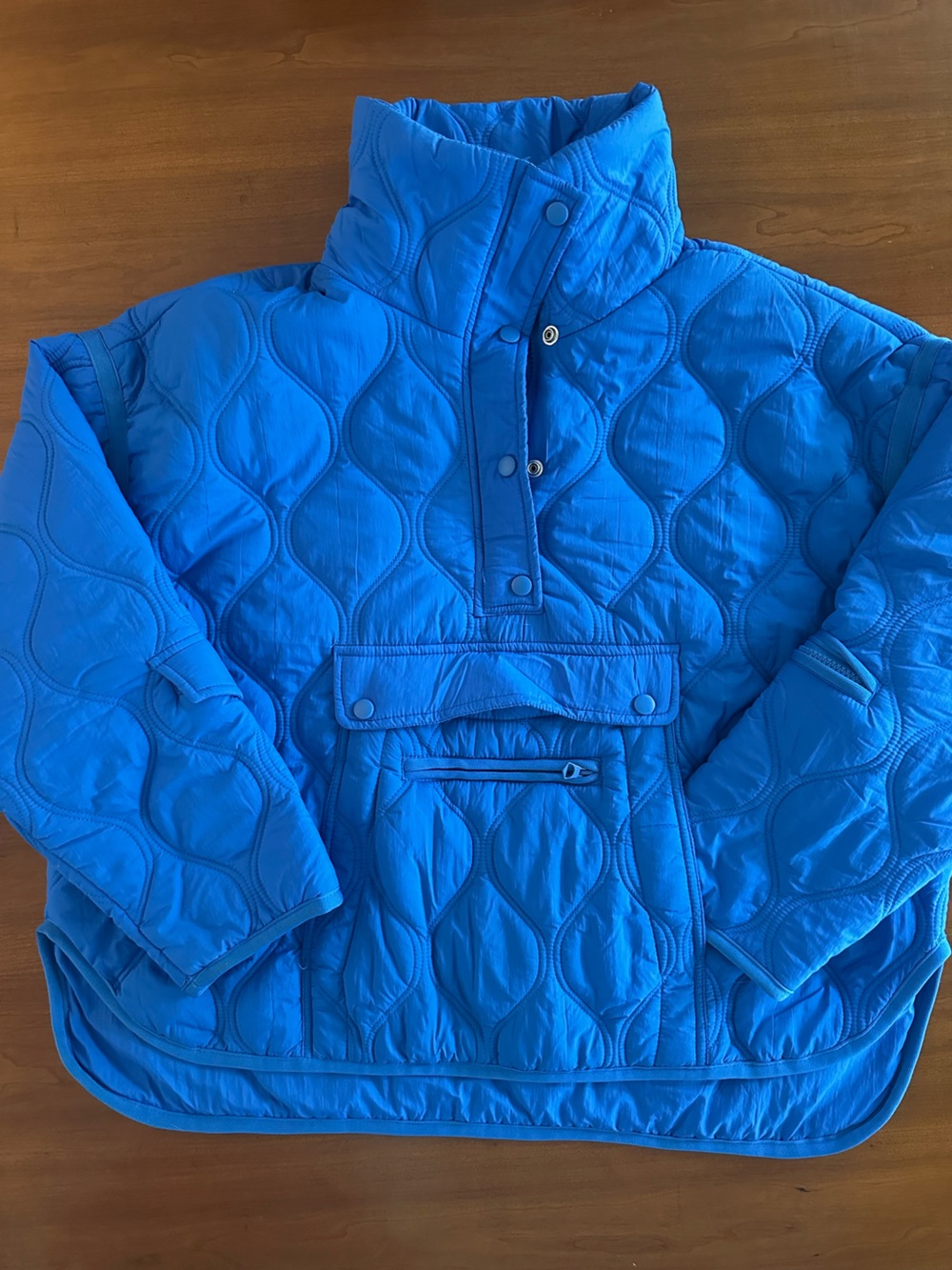 Blank NYC Break The Trail Quilted Pullover Jacket Blue Oversized M